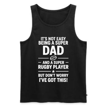 Super Papa Rugby Lustiges Vatergeschenk - Männer Premium Bio Tank Top - Schwarz - Vorne - AI Model Male 178 light (178cm)