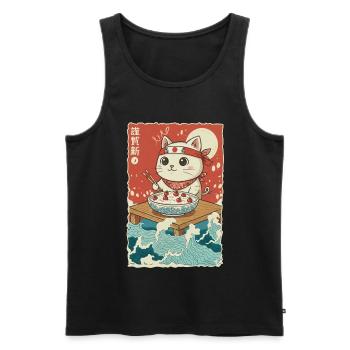Bouillie de semoule au chat de Kawaii - Débardeur bio Premium Homme - noir - Devant - Michal (187cm)