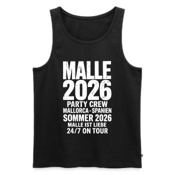 Malle 2026 Party Crew Mallorca 2026 - Männer Premium Bio Tank Top - Schwarz - Vorne - Michal (187cm)