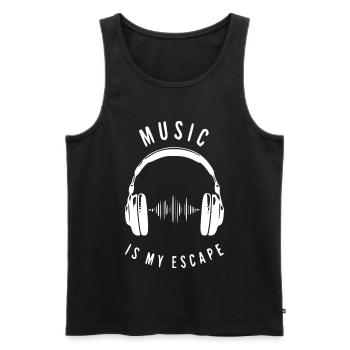 La musique est mon échappatoire - Débardeur bio Premium Homme - noir - Devant - AI Model Male 178 light (178cm)