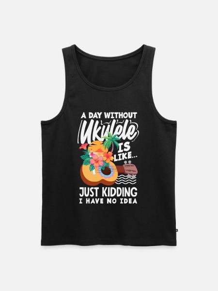 Funny Ukulele Designs and Sayings - Men's Premium Organic Tank Top - black