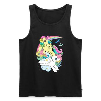 My Little Pony Retro Two Ponies Colourful Manes - Men's Premium Organic Tank Top - black - Front - Michal (187cm)