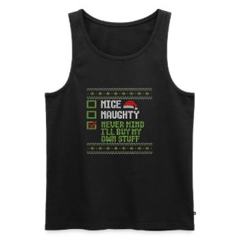 Christmas Xmas Saying Funny Witty Humor - Men's Premium Organic Tank Top - black - Front - AI Model Male 178 light (178cm)