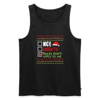 Christmas Xmas Saying Humor Funny Witty - Men's Premium Organic Tank Top - black - Front - AI Model Male 178 light (178cm)