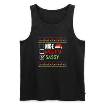 Christmas Funny Witty Humor Nice Naughty Sassy - Men's Premium Organic Tank Top - black - Front - Michal (187cm)