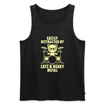 Chat Heavy Metal Musique Dire Humour Drôle - Débardeur bio Premium Homme - noir - Devant - Michal (187cm)