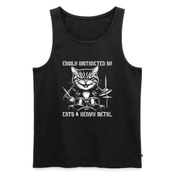Chat Heavy Metal Musique Dire Humour Drôle - Débardeur bio Premium Homme - noir - Devant - Michal (187cm)