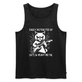 Chat Heavy Metal Musique Dire Humour Drôle - Débardeur bio Premium Homme - noir - Devant - Michal (187cm)