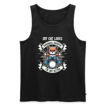 Cat Rock Music Humor Funny Gift Idea - Men's Premium Organic Tank Top - black - Front - Michal (187cm)