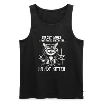 Katze Rock Musik Humor Lustig Geschenkidee - Männer Premium Bio Tank Top - Schwarz - Vorne - Michal (187cm)