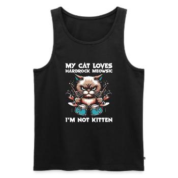 Katze Rock Musik Humor Lustig Geschenkidee - Männer Premium Bio Tank Top - Schwarz - Vorne - Michal (187cm)