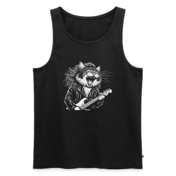 Rock Music Cat Funny Humor Gift Idea - Men's Premium Organic Tank Top - black - Front - Michal (187cm)