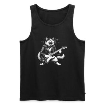 Rock Music Cat Funny Humor Gift Idea - Men's Premium Organic Tank Top - black - Front - Michal (187cm)