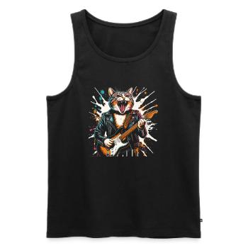 Rock Music Cat Funny Humor Gift Idea - Men's Premium Organic Tank Top - black - Front - Michal (187cm)