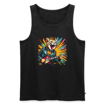 Rock Music Cat Funny Humor Gift Idea - Men's Premium Organic Tank Top - black - Front - Michal (187cm)