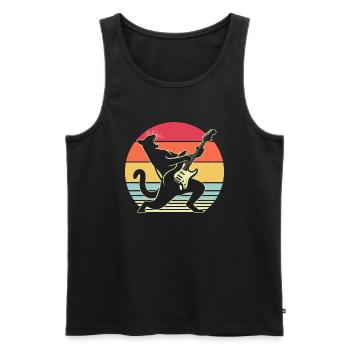 Rock Musik Katze Lustig Humor Geschenkidee - Männer Premium Bio Tank Top - Schwarz - Vorne - Michal (187cm)