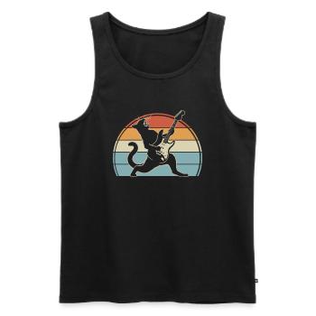 Musique Rock Chat Drôle Humour Idée Cadeau - Débardeur bio Premium Homme - noir - Devant - Michal (187cm)