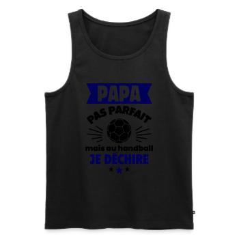 Papa pas parfait, mais au handball je déchire - Débardeur bio Premium Homme - noir - Devant - AI Model Male 178 light (178cm)