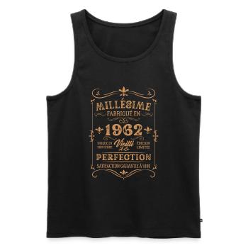 Cadeau D'anniversaire Millésime Fabriqué En 1962 - Débardeur bio Premium Homme - noir - Devant - Michal (187cm)