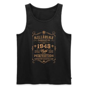 Cadeau D'anniversaire Millésime Fabriqué En 1943 - Débardeur bio Premium Homme - noir - Devant - Michal (187cm)