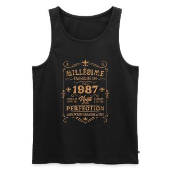 Vintage-Geburtstagsgeschenk aus dem Jahr 1987 - Männer Premium Bio Tank Top - Schwarz - Vorne - AI Model Male 178 light (178cm)