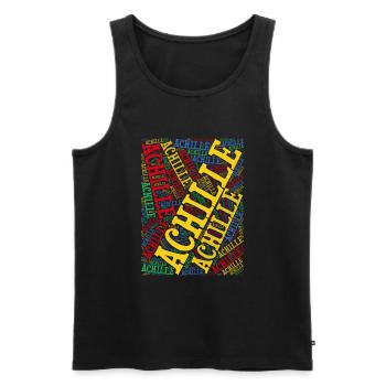 t-shirt Achille word cloud t-shirt idée cadeau t-shirt - Débardeur bio Premium Homme - noir - Devant - Michal (187cm)