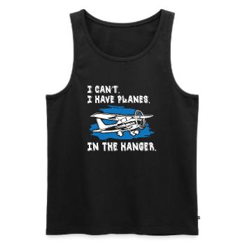 pilote je peux t j’ai des avions dans le hangar - Débardeur bio Premium Homme - noir - Devant - AI Model Male 178 light (178cm)