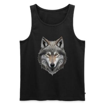 Wolfskopf - Männer Premium Bio Tank Top - Schwarz - Vorne - AI Model Male 178 light (178cm)