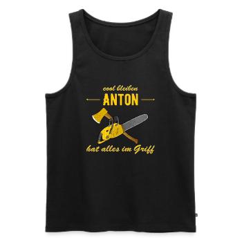 Anton hat alles im Griff - cool bleiben - Männer Premium Bio Tank Top - Schwarz - Vorne - AI Model Male 178 light (178cm)