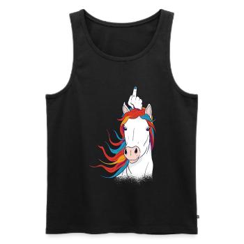 Un majeur de licorne - Débardeur bio Premium Homme - noir - Devant - Michal (187cm)
