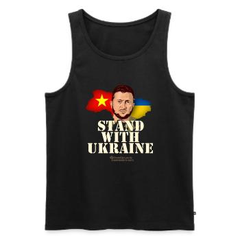 Vietnam Stand with Ukraine - Men's Premium Organic Tank Top - black - Front - Michal (187cm)