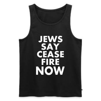 Jews say ceasefire now - Men's Premium Organic Tank Top - black - Front - AI Model Male 178 light (178cm)