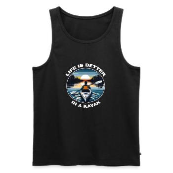 kayaking gets me wet - Men's Premium Organic Tank Top - black - Front - Michal (187cm)