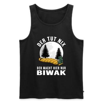 biwak bushcraft wildcamping survival adventure - Männer Premium Bio Tank Top - Schwarz - Vorne - AI Model Male 178 light (178cm)