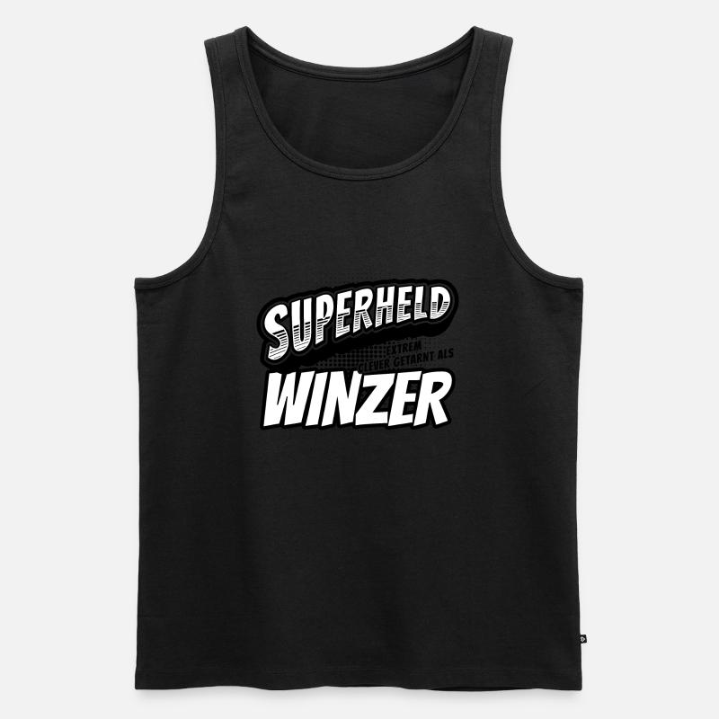Superheld, clever getarnt als Winzer - Männer Premium Bio Tank Top - Schwarz