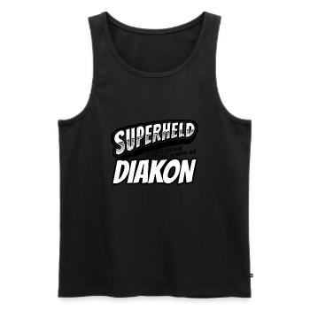 Superheld, clever getarnt als Diakon - Männer Premium Bio Tank Top - Schwarz - Vorne - Michal (187cm)