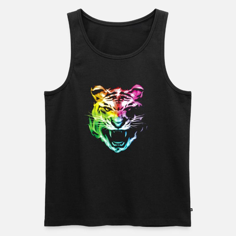 Leopard Tiger Tier - Männer Premium Bio Tank Top - Schwarz