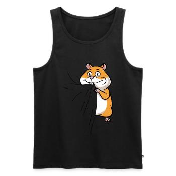 Hamster eats fabric - Men's Premium Organic Tank Top - black - Front - AI Model Male 178 light (178cm)