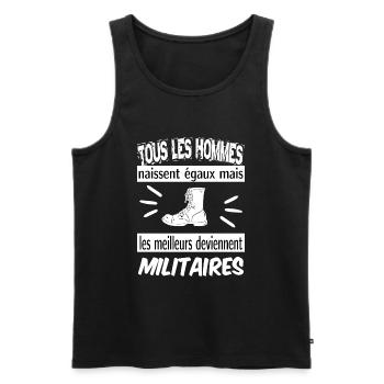 les meilleurs deviennent militaires - Débardeur bio Premium Homme - noir - Devant - Michal (187cm)