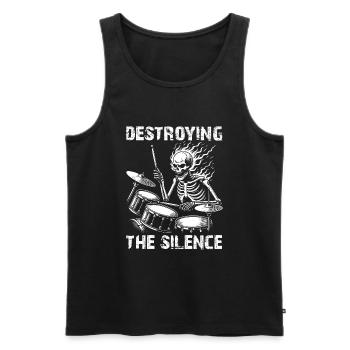 Squelette de crâne de batteur sur la batterie - Débardeur bio Premium Homme - noir - Devant - Michal (187cm)