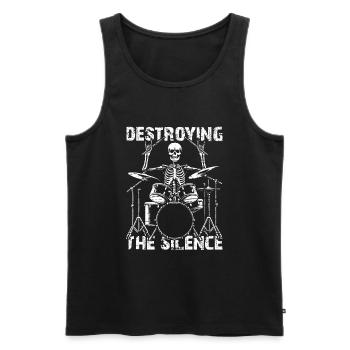 Drummer Skull Skelett am Drumset - Männer Premium Bio Tank Top - Schwarz - Vorne - Michal (187cm)