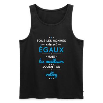 Hommes égaux les meilleurs jouent au volley - Débardeur bio Premium Homme - noir - Devant - Michal (187cm)