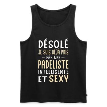 Désolé déjà pris par une padeliste sexy - Débardeur bio Premium Homme - noir - Devant - Michal (187cm)