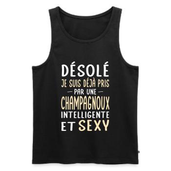 Désolé déjà pris par une Champagnoux sexy - Débardeur bio Premium Homme - noir - Devant - Michal (187cm)