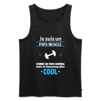 Je suis un papa musclé, fête des pères, noël - Débardeur bio Premium Homme - noir - Devant - Michal (187cm)