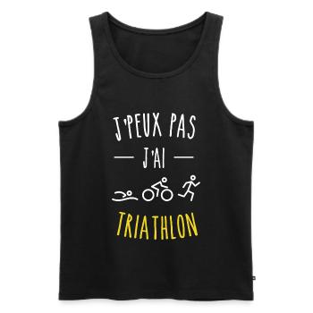 j peux pas j ai triathlon jaune sport humour - Débardeur bio Premium Homme - noir - Devant - Michal (187cm)