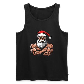 Père Noël Muscles Musculation - Débardeur bio Premium Homme - noir - Devant - AI Model Male 178 light (178cm)