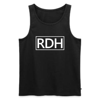 Geschenk von RDH Proud Registered Dental Hygienist - Männer Premium Bio Tank Top - Schwarz - Vorne - Michal (187cm)
