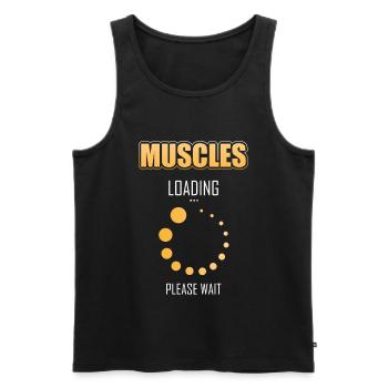 Muscle charger s’il vous plaît attendre Le drôle de sport Rengain - Débardeur bio Premium Homme - noir - Devant - Michal (187cm)