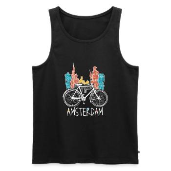 Amsterdam - Retro Netherlands Bicycle Gift - Men's Premium Organic Tank Top - black - Front - Michal (187cm)